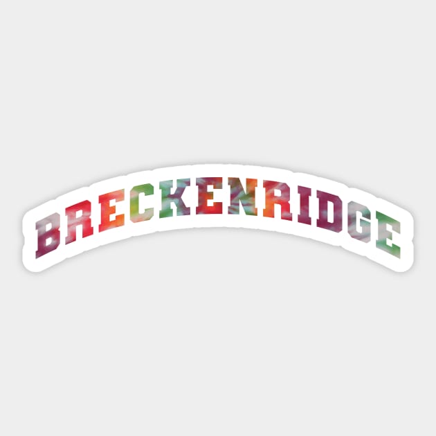 Breckenridge Colorado Tie Dye Text Arched Sticker by PodDesignShop